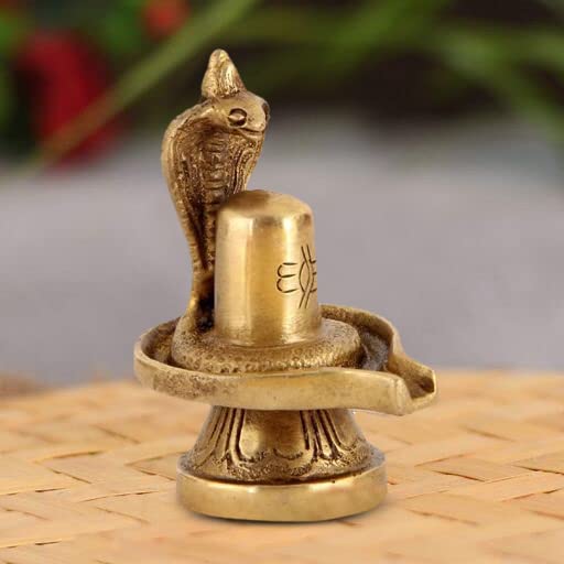 Energized Brass Metal Shivling for Pooja Small Size Shiv Ling Statue Idol Puja Gift Purpose Home Décor Mandir Temple Vastu Showpiece Height 3 Inches