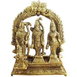 Energized - Ram Darbar Brass Murti Statue for Pooja Room & Gift, Religious Idol Figurine for Home & Office Decor, Hindu Lord Ram with Laxman and Goddess Sita Devi (7.6 x 2.5 x 7.9 cm, 230 g)