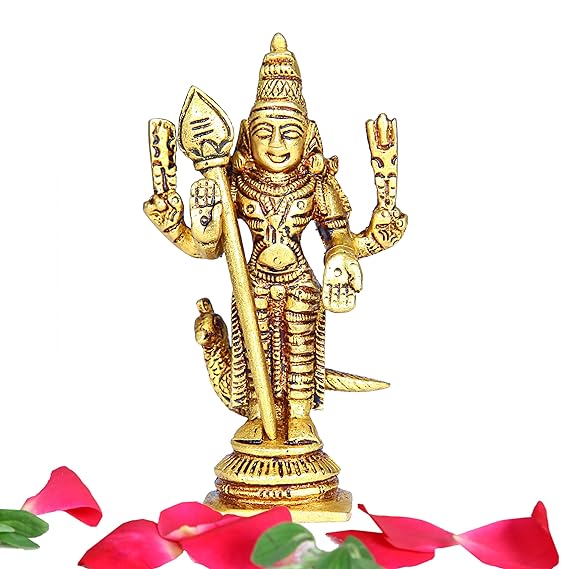 Energized Murugan Idol Brass Mini | Mini Lord Murugan Statue | Karthikeyan Idol | Mini Murugan Silai Brass 8 CM