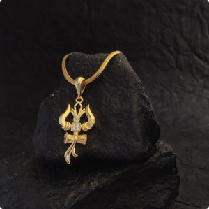 Magnificent Mahakal Trishul Om and Damru Pendant with Chain!