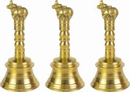 Brass Pooja Bell (5 inch_Nandi, Gold)