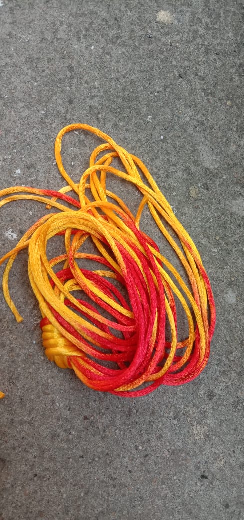 Silk Mauli Kalawa/Kalawa Thread/Sacred Thread / (Red and Yellow Colored) Raksha Sutra 5/10 Meter. Essential for every puja